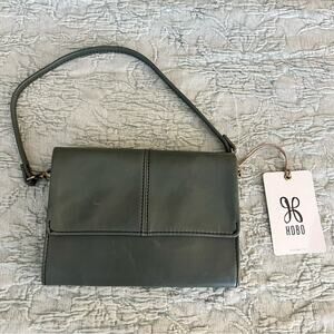 HOBO Jetty Leather Convertible Wallet Clutch Wristlet Bag Bottle Green